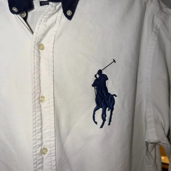 Ralph Lauren White Shirt with Navy Logo - Picture 6 of 9